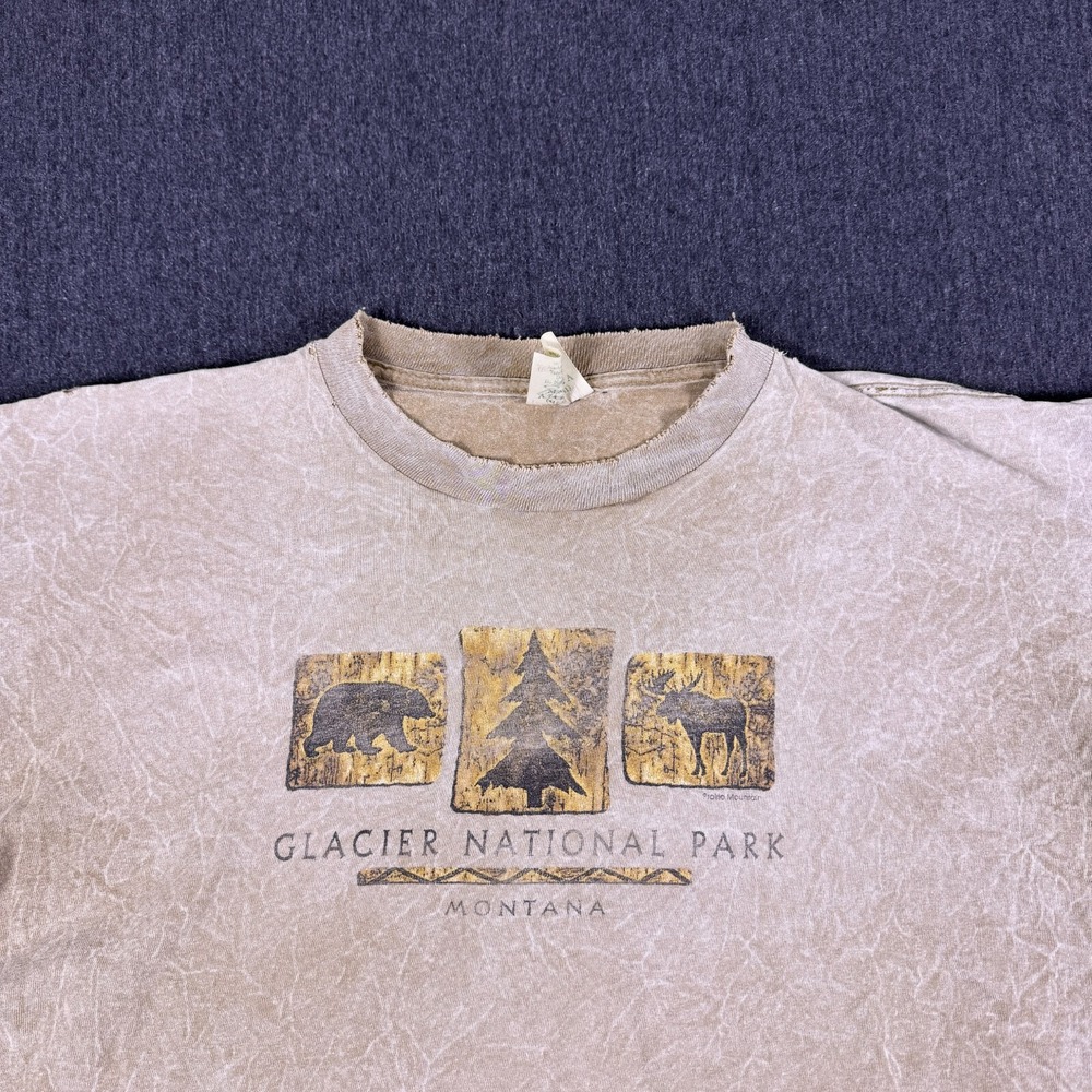 Vintage 90s Prairie Mountain Branson Mens Beige Tie-Dye T-Shirt Regular Size L